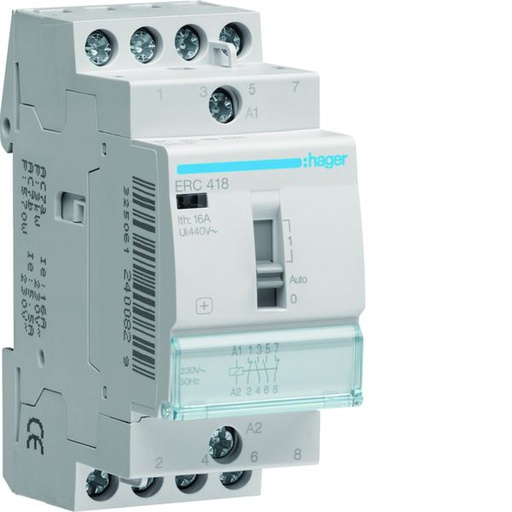 [HAG-ERC418] Relais de commande 16A, 2F+2O, 230V 2 module ERC418