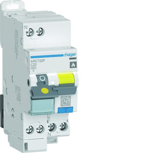 [HAG-ARC720F] Disjoncteur détecteur d'arcs 1P+N 3kA C-20A 2 Modules ARC720F