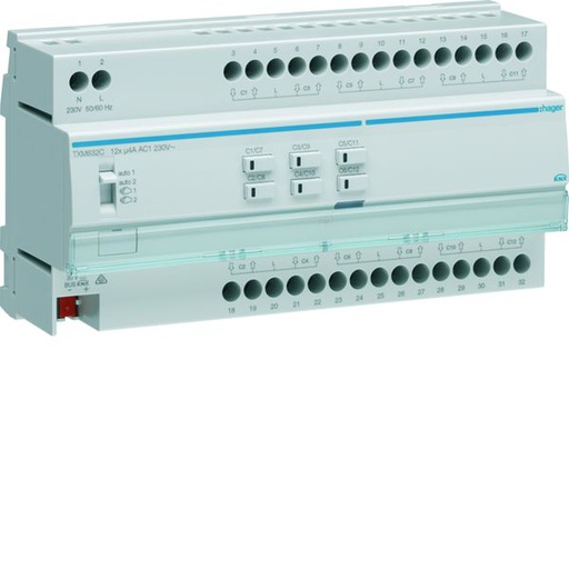 [HAG-TXM632C] Actionneur KNX 12 moteurs de volets 4A/230V configuration Mode Easy/ETS TXM632C