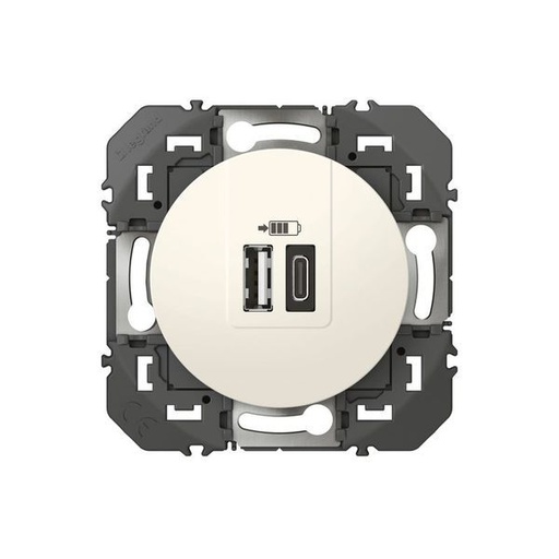 [LEG095228] Double Chargeur Usb 1 Typea + 1 Typec Dooxie 3A Finition Bla legrand 095228