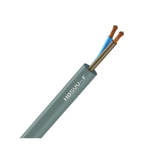 [CAB-1121] Câble électrique souple H05VV-F gris 2x0.75 mm² - couronne de 50m