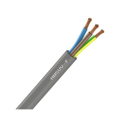 [CAB-1126] Câble électrique souple H05VV-F gris 3G1 mm² - couronne de 50m
