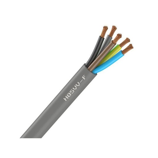 [CAB-1128] Câble électrique souple H05VV-F gris 5G1 mm² - couronne de 50m