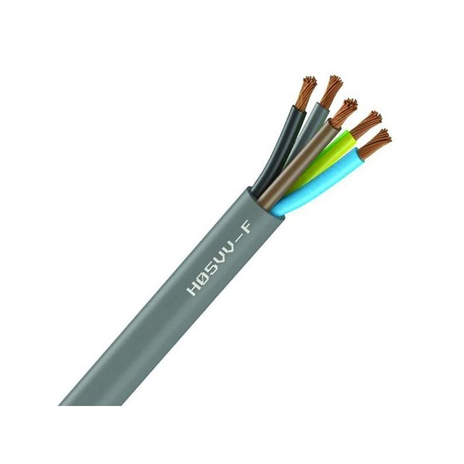[CAB-1136] Câble électrique souple H05VV-F gris 5G2.5 mm² - couronne de 50m