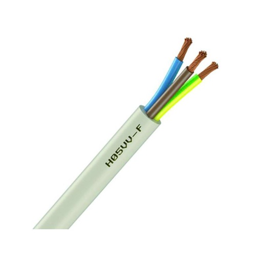 [CAB-1138] Câble électrique souple H05VV-F blanc 3G 0.75 mm² - couronne de 50m