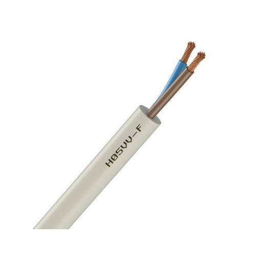 [CAB-1141] Câble électrique souple H05VV-F blanc 2x1 mm² - couronne de 50m