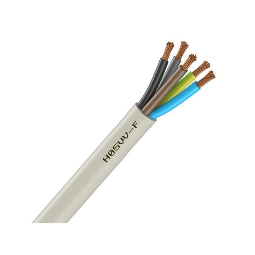 [CAB-1144] Câble électrique souple H05VV-F blanc 5G1 mm² - couronne de 50m