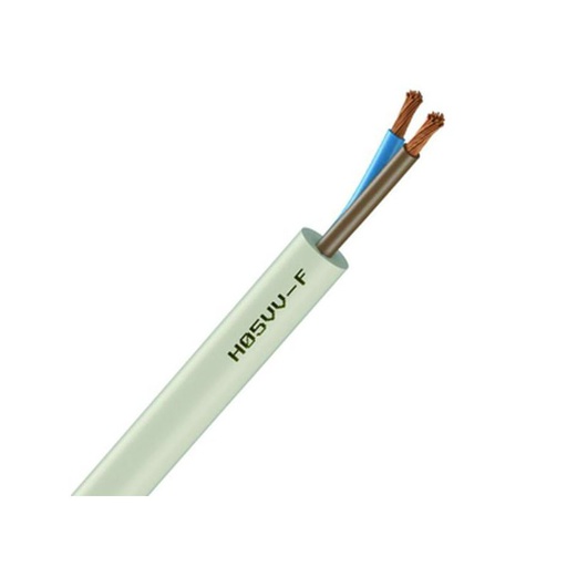 [CAB-1145] Câble électrique souple H05VV-F blanc 2x1.5 mm² - couronne de 50m
