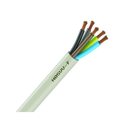 [CAB-1148] Câble électrique souple H05VV-F blanc 5G1.5 mm² - couronne de 50m