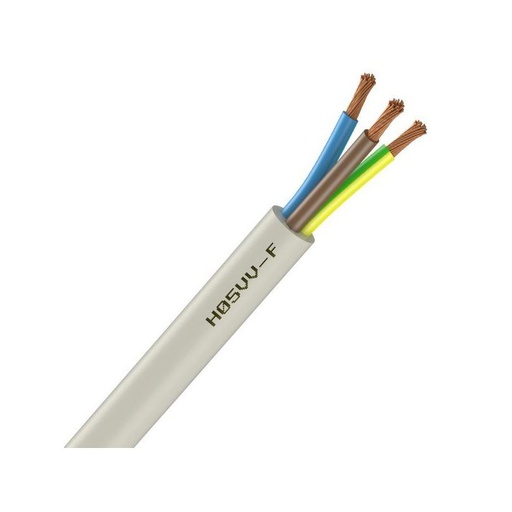 [CAB-1155] Câble électrique souple H05VV-F blanc 3G4 mm² - couronne de 50m