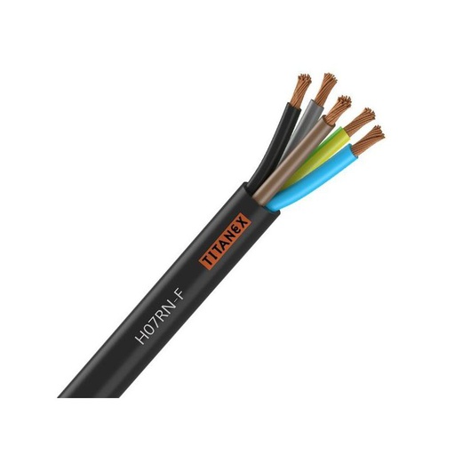 [CAB-2020] Câble électrique H07RN-F 5G4 mm² souple noir cuivre - couronne de 50m