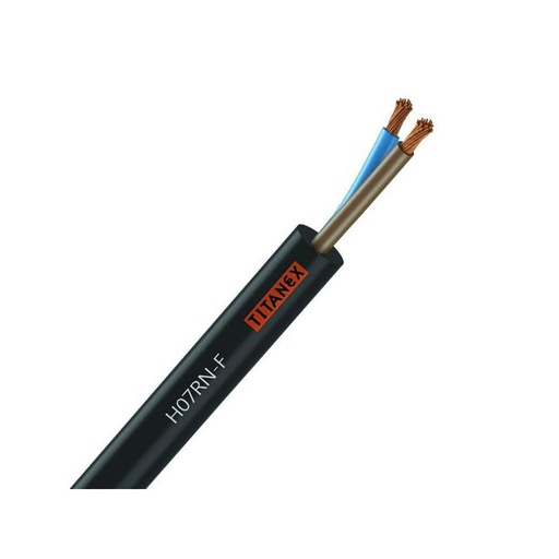 [CAB-2022] Câble Électrique H07 RN-F 2X6 mm² Souple Noir Cuivre - Couronne De 50M
