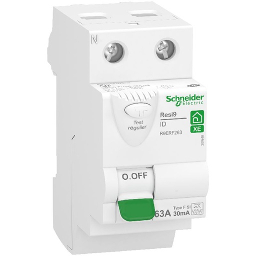 [SCHR9ERF263] RESI9 XE - interrupteur différentiel - 2P - 63A - R9ERF263