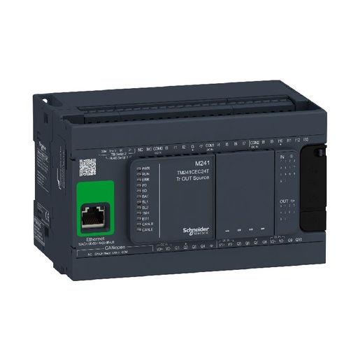 [SCHTM241CEC24T] Modicon M241, contrôleur 24E/S PNP, ports Ether+CA TM241CEC24T