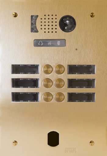 [URMV83/206CH] Plaq Video Alu 2R 6 Bp 2Voice Champagne Urmet V83/206CH